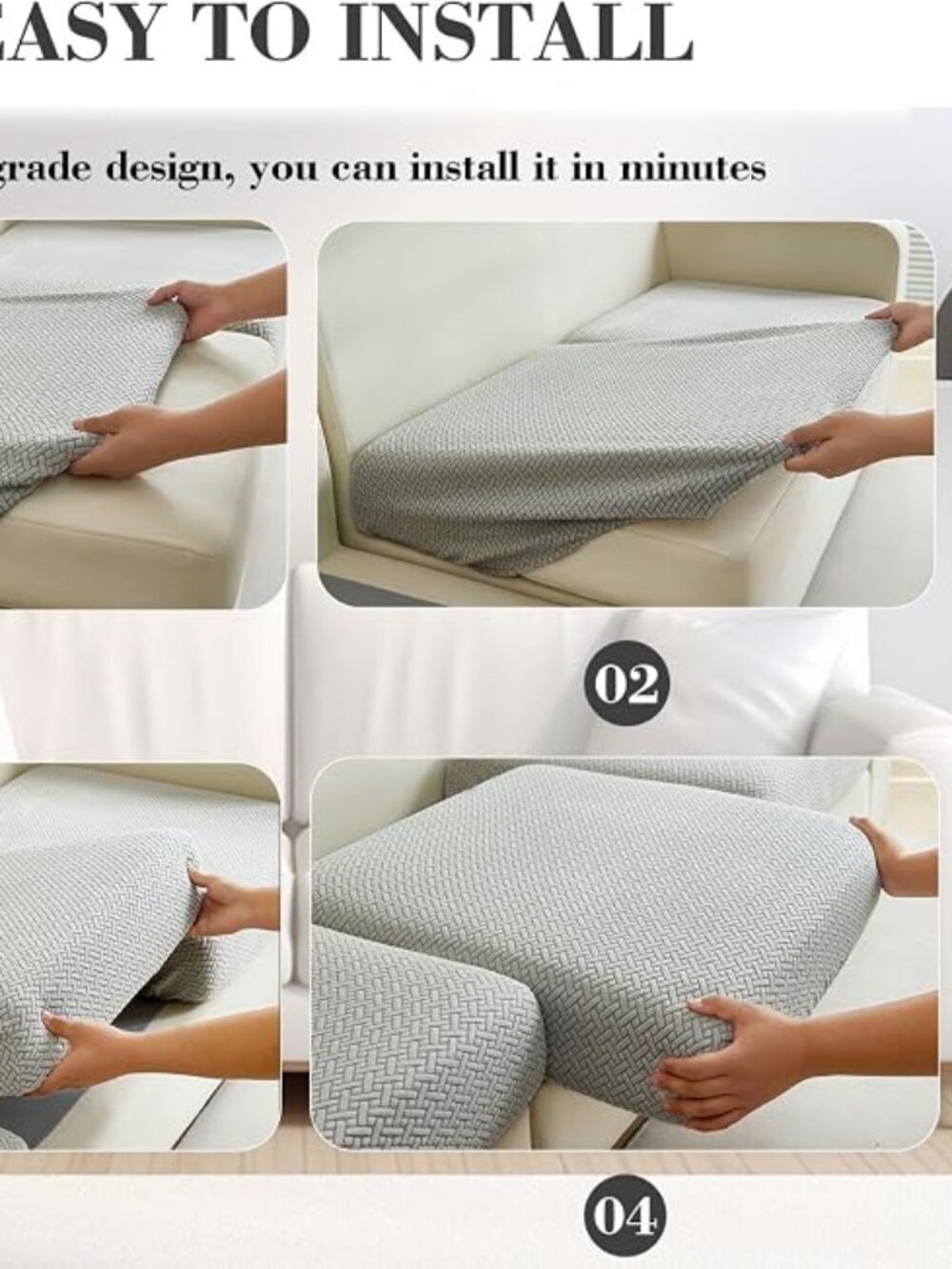 Disayu Light Gray Single Pet Friendly Cushion Cover for Couch Sofa 30" x 35"-NEW
